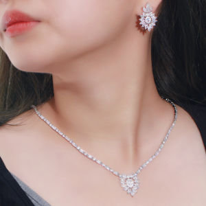 SEQUITO Bông Tai Vòng Cổ Thả Hạt Charm Hoa Mạ Bạc AAA Cubic Zirconia Chất Lượng Cao Bộ Trang Sức Dự Tiệc Tinh Tế Cho Phụ Nữ Cuộc Thi SJ250