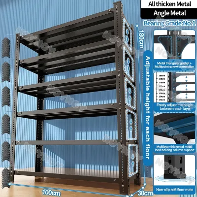 【Oversize 120*50*200】LandMall Metal Powder Coated Shelf Tool Storage & Shelving Multi-Purpose 3/4/5-Layer Steel Rack Metal Shelf Organizer Shelf Steel Shelf Heavy Duty 50x30x60cm/70x30x180cm