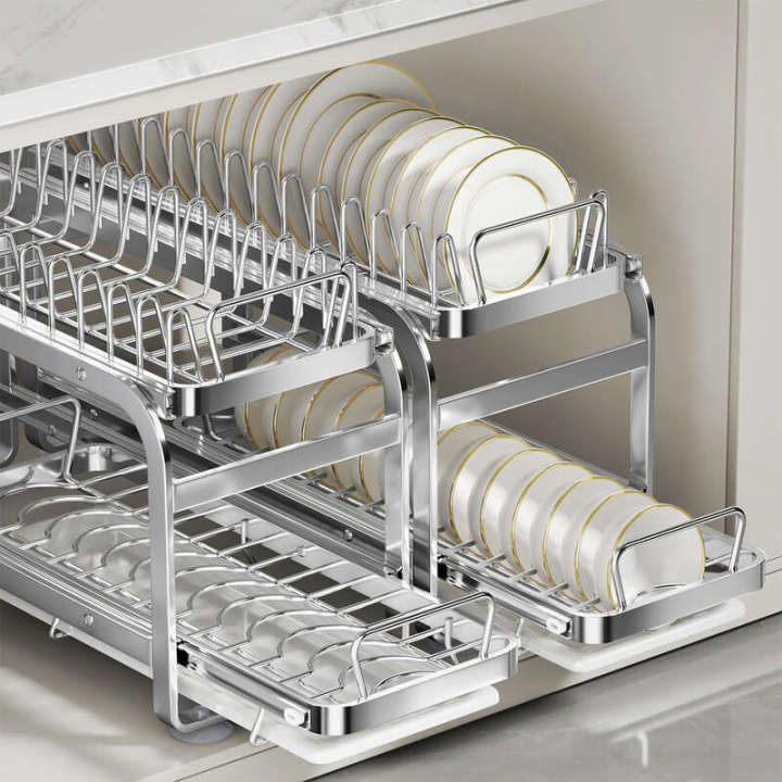 Stainless Steel Drainer Kitchen Cabinet Multiftional Sliding Rail Pull ...
