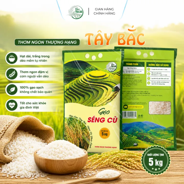 Combo 2 Túi Gạo Séng Cù 5kg Dẻo Ngon Ngọt Cơm - Chính Hãng Gạo Phúc Lành