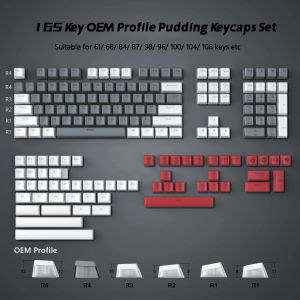 Wopier 165 Key Grey/Red Pudding PBT Đôi Bắn Tỏa Sáng Thông Qua Keycaps dạng OEM profile Tùy Chỉnh Bộ Phím bấm Phù Hợp Với Cho 61/68/84/87/82/100 Bàn phím cơ chơi game