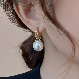 Frascati Advanced Geometric Round Micro Set Zircon Pearl Pendant Earrings For Women Fashion Jewelry Accessories Girls Eardrop