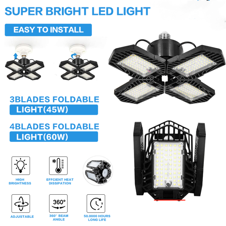 LED Garage Ceiling Design LED Lamp Garage Adjustable Foldable Fan