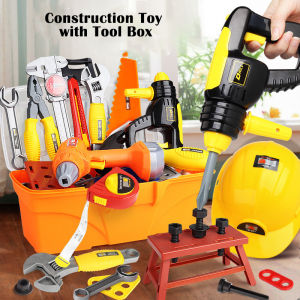 FLIPPED Kids Tools Set Pretend Play Construction Tools Toy with Tool Box Kids Tool Belt Electric Toy Drill Construction Worker Role Play Toys Gift for Toddlers Boys Ages 3 4 5 6 7 Years Old