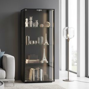 Looms ตู้โชว์กระจกใส รุ่น GAELAN ขนาด 80 ซม. สีดำ (80x40x162 ซม.)