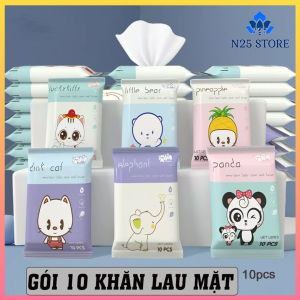 [ HÌNH NGẪU NHIÊN ] Gói 10 Khăn Ướt Diệt Khuẩn Làm Sạch Da Dùng Được Cho Da Em Bé Kích Thước Khăn 14cm*15cm Hàng Nội Địa Trung Cao Cấp