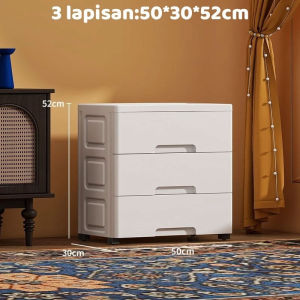 Lemari Pakaian Plastik Multifungsi Tahan Air 3/5/6 Susun dengan Desain Anti-Jatuh - Ready Stock