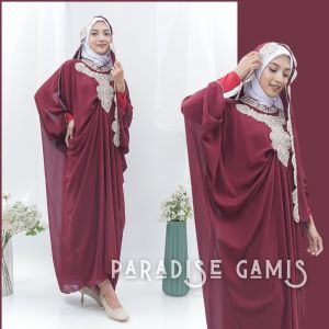 Gamis Kaftan Wanita Ceruty Pesta Mewah Kondangan Jumbo Set Pashmina