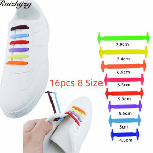 Ruizhijzg Ready Stock 16 pcs Colorful Silicone Elastic Laces Kids Adult Special No Tie Lazy Shoelace Fashion Personality Shoelaces Fit For All Shoes