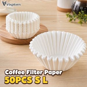 Coffee Filter Paper Cups 50pcs Bowl Shape Wood Fiber White Disposable For Hand Drip 1 4 Cup