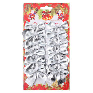 48Pcs Christmas Decorations Bow Xmas Tree Pendant Ornament New Year Party Garland Gifts Box Bowknot DIY Handmade Supplies