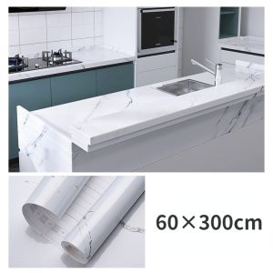 Bartley-lz พร้อมส่ง สติกเกอร์ ลายหินอ่อน สติ๊กเกอร์ห้องครัว แบบกันน้ำ กันน้ำมัน คุณภาพสูง ขนาด ตกแต่งบ้าน 60x300CM