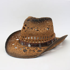 หมวกคาวบอยทูโทน+สายถักชนเผ่าเหรียญเงิน มีรูระบายอากาศ สวมใส่สบาย เท่มีสไตล์ 05-X6T+00HAT04