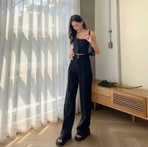 Obi Pants - Loose Pants Wanita- Celana Highwaist Wanita Korean Style - Trousers Loose Wanita - Celana Kantor Wanita High Waist - Obi Belt Modern