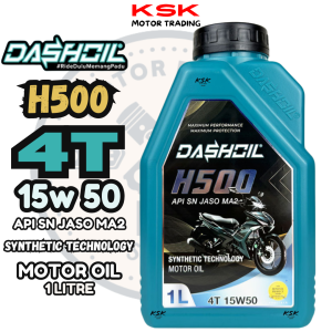 【5.5 SALE】Minyak Hitam Enjin Motor DashOil High Performance H500 4T 15w50 1Litre Semi Synthetic SN Y15 LC135 Y125Z LAGENDA SRL 110 115 WAVE DASH RS150 RSX150