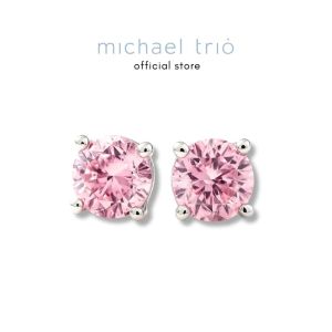 Michael Trio Pink Garnet Ear Studs in 925 Silver