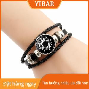 YIBAR 2pcs sáng vài Vòng đeo tay mặt trời mặt trăng có thể điều chỉnh màu đen bện Vòng đeo tay Tình Bạn thời trang đồ trang sức lãng mạn quà tặng sinh nhật