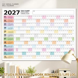 LETIGO Wall Mounted 2027 Calendar Planner Sheet Planner Target Large 365 Days Planner Sheet Schedule Sticker Wall Calendar Office Supplies