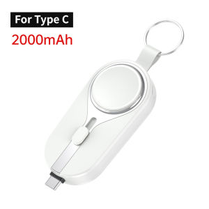 Mini 2000mAh Apple Watch Wireless Charging Powerbank Portable iWatch Charger Phone USB C Type C Travel Power Bank For Apple Watch Ultra Series 8 SE 7 6 5 4 3 2 (40 49 45 44 42 41mm) For Samsung iPhone Redmi Android