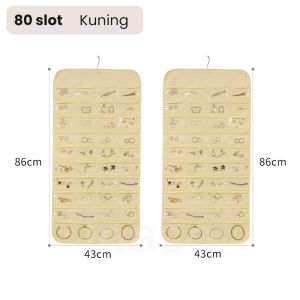 Inaso Gantungan Perhiasan Aksesoris Display Hanger Rak Gantung Kain Kanvas Dinding Anting Kalung Cincin Storage Bag Organizer Lemari Gantung HDK315