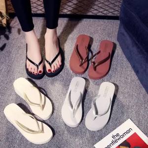 [Free Shipping] Summer Fashion Korean Style Wedge Heel Thin Strap Flip-Flops for Women Simple Student Non-Slip Sandals in Multiple Colors