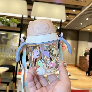 Botol Air Minum Anak sekolah Karakter Lucu Dengan Tali Dan Sedotan BPA FREE Anti Tumpah Anti Pecah