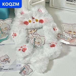 [COD] KOQZM Đáng Yêu Fluffy Thỏ Chủ Sở Hữu Thẻ Cho Phụ Nữ Kawaii Lolita Sinh Viên Dài Tai Túi Mặt Dây Chuyền ID Huy Hiệu Photocard Chủ