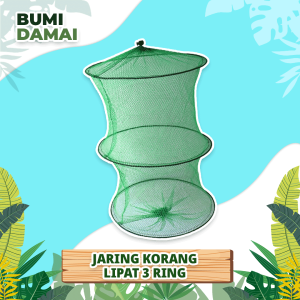 Bumi Damai Jaring Korang Ikan 3 Layer Ring Keramba Koja Wadah Tempat Tampung Bulat Lipat Pancing Tangkapan Udang Kepiting Lobster Fishing Net Foldable