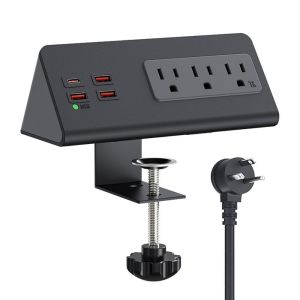 ELITEDEALSHUB PD 20W Desk Clamp Power Strip US Plug 2 Meter Extension Cord Outlet Socket With USB Charge Ports Power Outlets Office Home