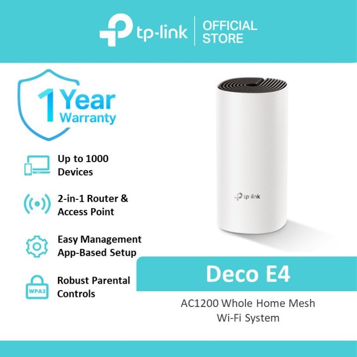 TP-Link Deco E4 AC1200 Wi-Fi 5 Dual Band Whole Home Mesh Seamless