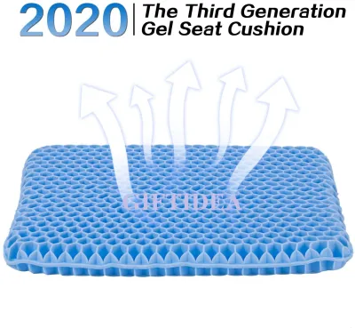 Giftidea Gel Seat Cushion 2020 Third Generation Honeycomb Design Cushion Double Thick Seat Cushion with Non-Slip Cover Gel Cushion for Pain Relief Home Office Chair Car Wheelchair