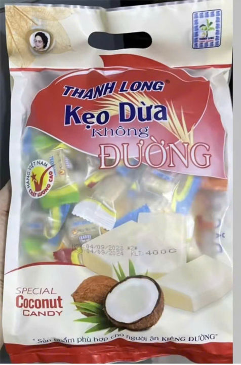 combo 2 bịch Kẹo Dừa Không Đường Bến Tre Hiệu Thanh Long (Dành Cho ...