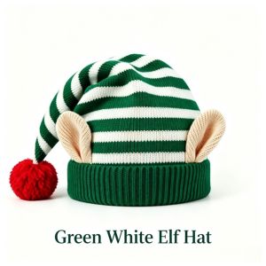 YUDESHUI Có sọc. Mũ của chú lùn Giáng sinh. với Pom Pom Tai Elf 3D Mũ len Giáng sinh Dành cho cả nam và nữ. Ấm áp trong mùa đông Mũ len sọc Quà tặng dịp lễ