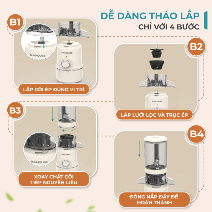 [ƯU ĐÃI 2 TẦNG VOUCHER] Máy ép chậm SUNHOUSE SHD5515 - Làm kem mịn Công ...