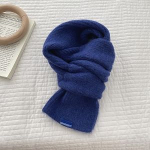 HEALMEYOU Korean Style Y2K Knitted Scarf Thicken Solid Color Winter Warm Scarf Fashion Windproof Cross Woolen Scarf