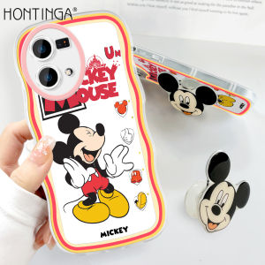 (Free Holder) Hontinga Casing Case For OPPO Reno 8Z 5G 7Z 5G 8 4G 5G Reno8 Pro Reno8 z Reno7 z Case Transparent Clear Cases Minnie Mickey Mouse Soft Silicone Full Shockproof Rubber Cases Back Cover Phone Casing Softcase For Girls