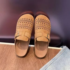 Free Shipping Retro Hollow-Out Breathable Slippers For Women 2026 Summer New Style Thick-Soled Height-Increasing Versatile Slip-On Closed-Toe Slippers