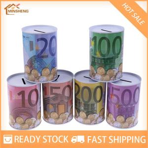 MIH ✨ COD ✨ กระปุกออมสินรูปทรงกระบอกที่ปลอดภัยสำหรับใส่เหรียญกระปุกออมสินยูโรดอลลาร์