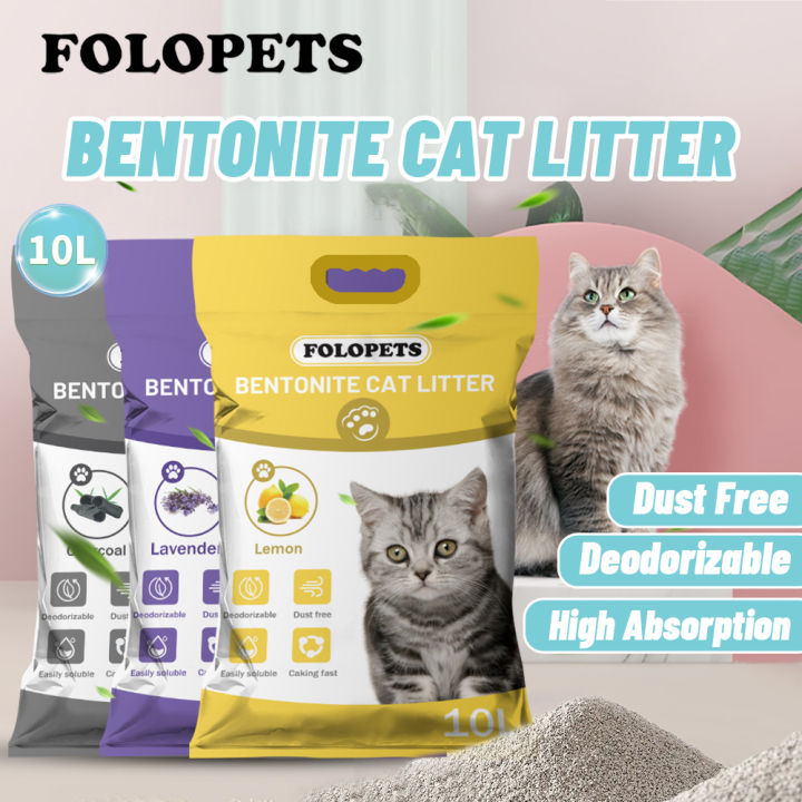FOLOPETS 10L Bentonite Cat Litter Sand Biodegradable Fast Clumping