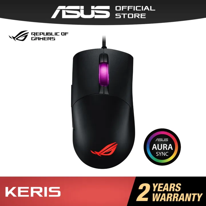 ROG Keris Gaming Mouse High Performance 16000 DPI Sensor Aura Sync RGB Lighting Customizable Keys