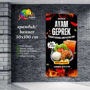 Cetak Spanduk Banner Ayam Geprek Model Hitam