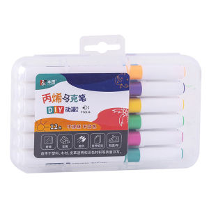 12/24 Colors DIY Acrylic Marker Pen/large capacity student art special waterproof non-printing paper non-smudge painting pen washable/Set Highlighter Markers Painting for Rock Glass