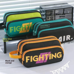 MUKANG Large Capacity English Letter Pencil Bag Zipper Multi-layered Pen Pencil Case Ins Fashion Creative Stationery Storage Bag School