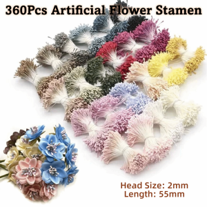 NOBLELYN 360Pcs 2mm Artificial Flower Stamens Plastic 55mm Length Flower Making Accessories Colorful Matte Finish Double Headed Stamens Wedding Decoration