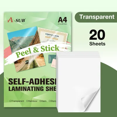 [Cold Laminate Transparent] A-SUB Cold Laminate Sheet I Self-Adhesive Transparent Laminating Sheet I Clear Laminate A4 Size 20sheet I No Laminator machine needed