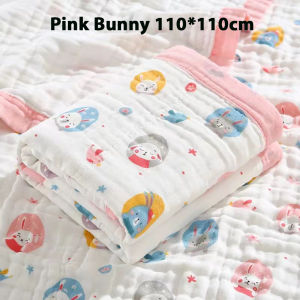 110cm 6 Layer Pure Cotton Kid Blanket for Bed Sofa Outdoor Travel Soft and Delicate Wide Edge Multipurpose Blanket