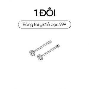 Bông Tai Bạc Giữ Lỗ 999 HGJG Khuyên Tai Giữ Lỗ Chống Tắc Tai Đuôi Bi Xỏ Trực Tiếp Dễ Đeo Cho Nam Nữ