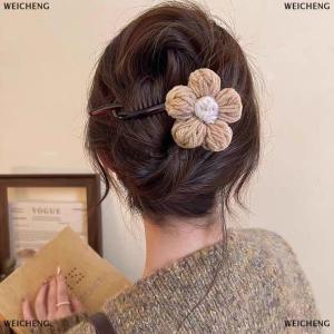 [COD] WEICHENG Vintage Large Plush Flower Hair Clips Girls Elegant Ponytail Braid Claw Hair Duckbill Clip Girls Headdress Gift