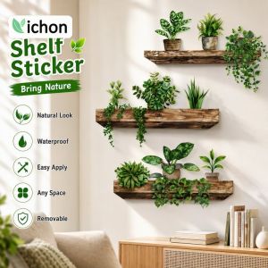 Wall Sticker Decal Self Adhesive Removable Vinyl Potted Plant Leaves Living Room Bedroom Home Decor