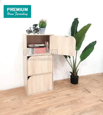 PREMIUM 3 Shelf Storage Box With 3 Doors/3 Shelf Color Box with Door/3 Tiers Multipurpose Rack With Door/Wooden Book Shelf/Wooden Cabinet With Door/Ready Stock